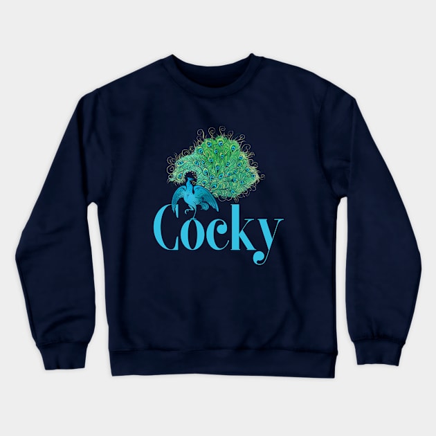 Cocky Peacock Crewneck Sweatshirt by bubbsnugg